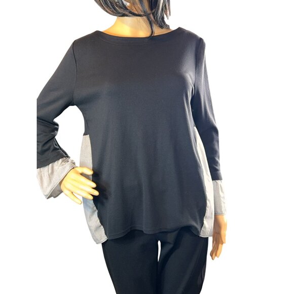 Loft Womens Mixed Media Sweater Blouse Size S Preppy Sloanie Academia - Picture 1 of 11